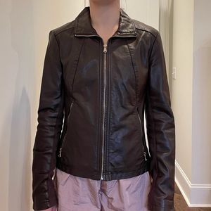 Faux leather jacket by Kenneth Cole Reaction brown zip up 2 side pockets